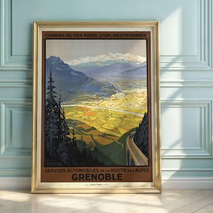 Roger Broders Vintage Art Deco Travel Poster: Grenoble Alps, PLM Railway