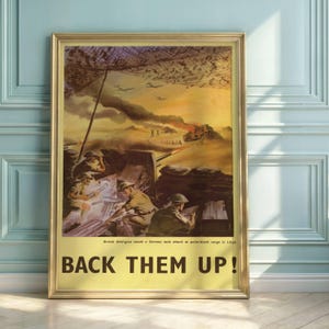 Back Them Up WWII Propaganda Poster | British Military Art | North Africa Campaign | World War 2 History & Collectible Print