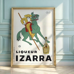 Vintage Izarra Liqueur Poster: Art Nouveau Basque Advertisement