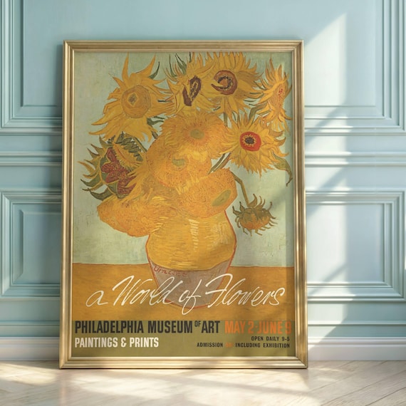 Van Gogh-kunstprint zonnebloemen: tentoonstelling Philadelphia