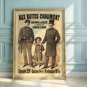 Vintage French Clothing Poster | Aux Buttes Chaumont Advertisement | Belle Époque Art Nouveau | Lithographic Print