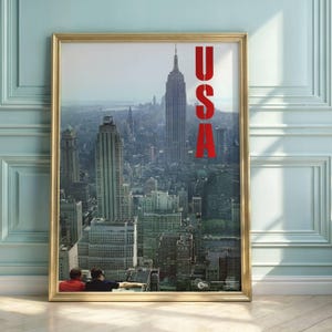 Vintage NYC Poster | Empire State Building Skyline | Mid-Century Photography Art Print | Iconic New York City Wall Decor