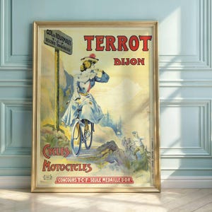 Vintage Terrot Bicycle Poster: Art Nouveau French Cycling Art