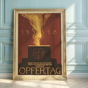 German WWI Propaganda Poster: 1918 Opfertag Historical Art Print