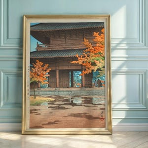 Jigure no Ato Kyoto Nanzen-ji (Después de lloviznar en otoño, templo Nanzen-ji) de Hasui Kawase / Póster japonés de otoño