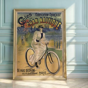 Art Nouveau French Bicycle Poster: Cycles du Char Nautique