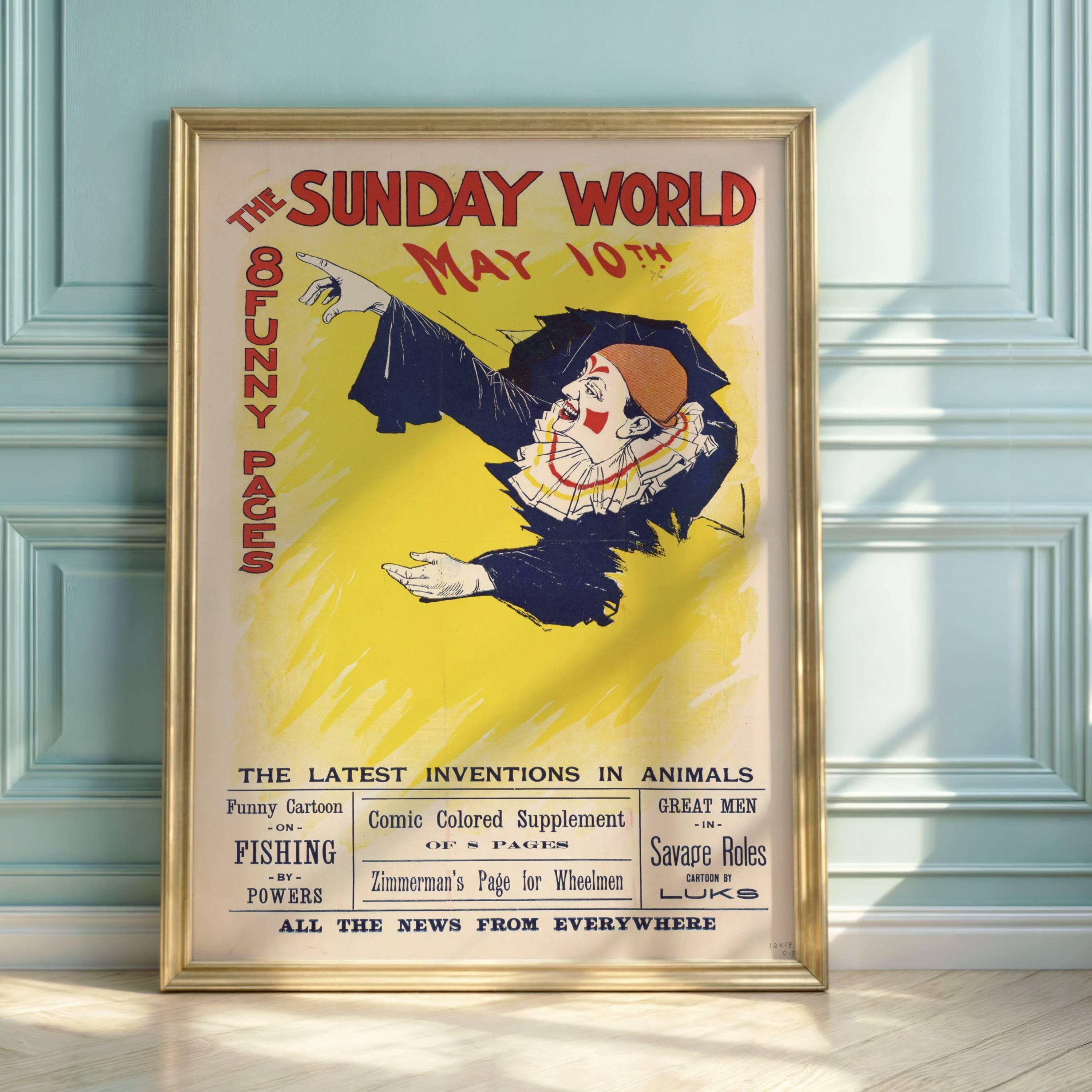 ヴィンテージ ピエロ ポスター: 19 世紀の新聞アートプリント - Etsy 日本