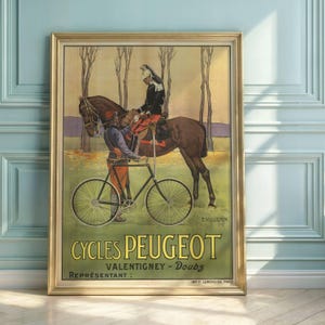 Art Nouveau Cycles Peugeot Poster: Vintage French Bicycle Advertising