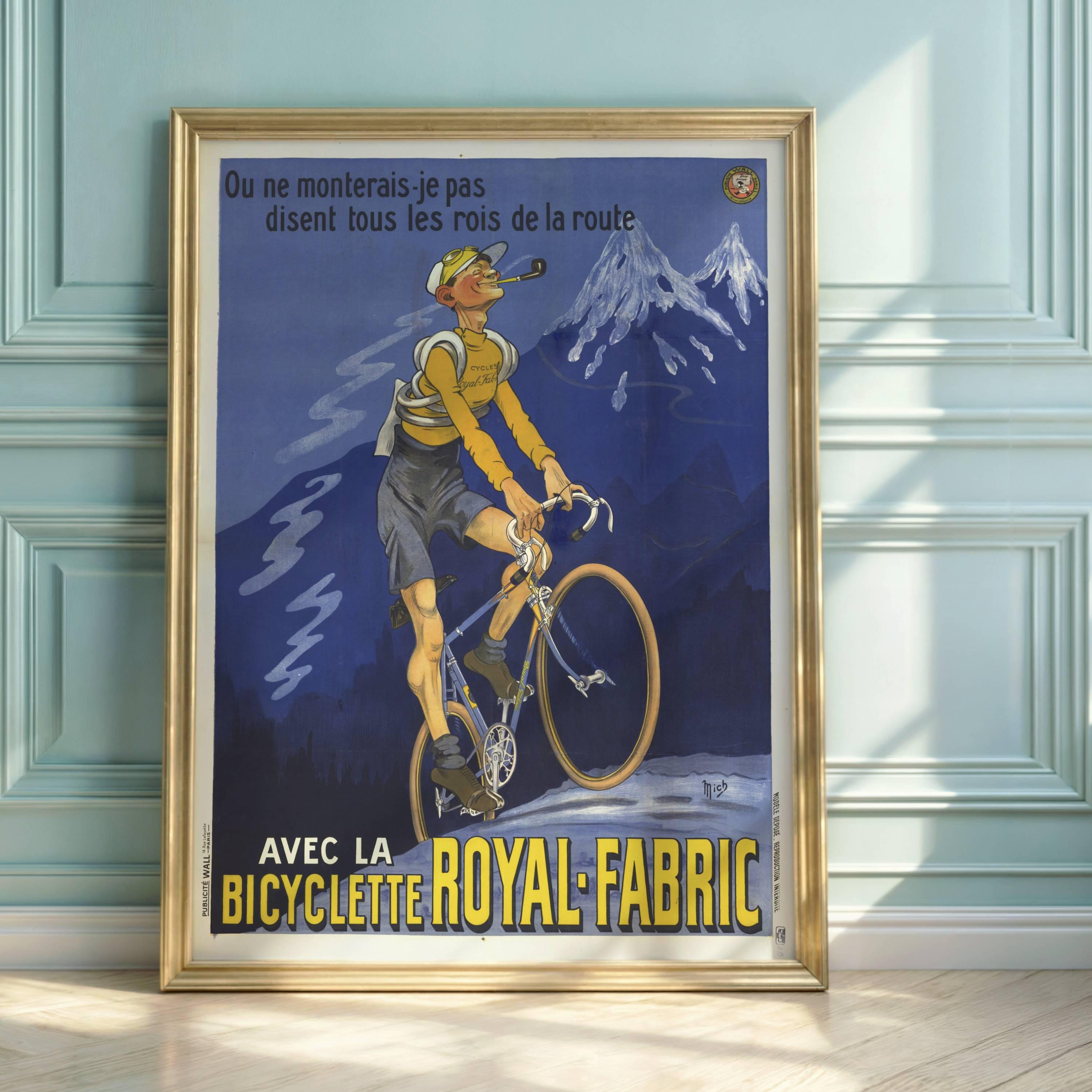 Vintage Bicycle Poster Royal-fabric Cyclist Art Mountain
