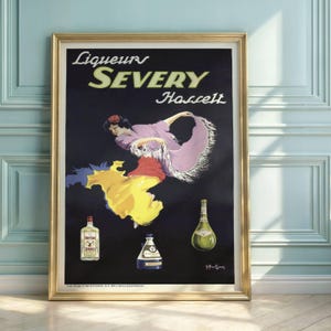 Vintage Art Deco Poster | Liqueurs Severy Hasselt | Elegant & Colorful Advertisement | 1920s-30s Commercial Art