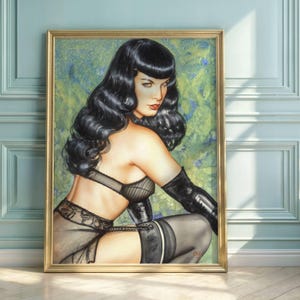 Vibrant Pin-Up Art Poster: Mid-Century Retro Glamour