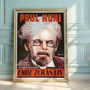 1930s Movie Poster: The Life of Emile Zola - Art Deco Paul Muni Print