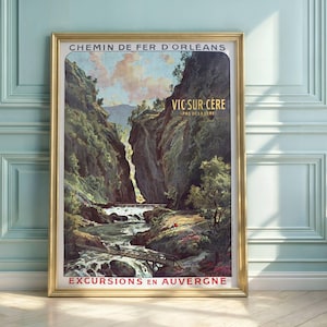 Vintage Vic-sur-Cère Travel Poster: Auvergne France Impressionist Art
