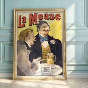 La Meuse Beer Poster by Jules Cheret: Belle Epoque French Lithograph