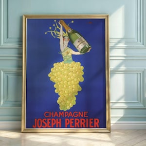 Art Deco Champagne Poster | Joseph Perrier Illustration | Vintage Style Wall Art | Celebration & Luxury Decor Print