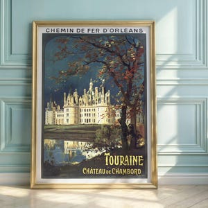 Château de Chambord Vintage Travel Poster: French Renaissance Art Print