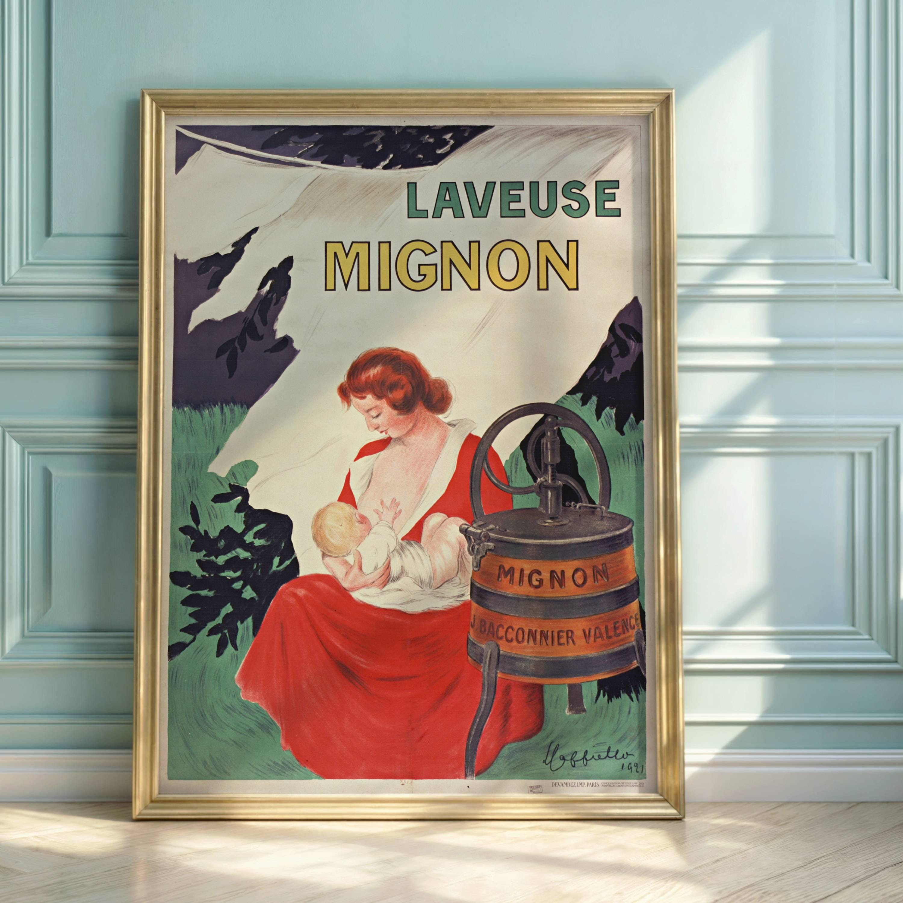 Laveuse Mignon Poster by Cappiello, 1921 | Vintage French Laundry Ad | Art Nouveau Advertising Print