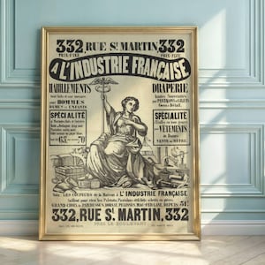 Vintage French Clothing Store Poster: 19th Century Paris Art Print