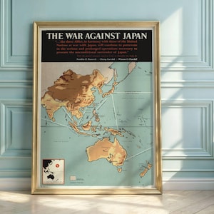WWII Pacific Theater Map Poster: 1943 Allied Strategy Art Print