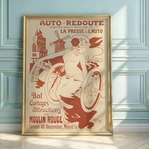 Moulin Rouge Auto-Redoute Poster: Vintage Art Nouveau Parisian Print