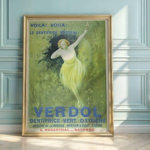 Verdol Zahncreme Poster von Cappiello | Vintage französische Zahnpasta-Werbung | Retro Zahnpflege Wandkunst