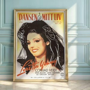 Loretta Young Vintage Filmplakat: 1941 Art Deco Hollywood Glamour