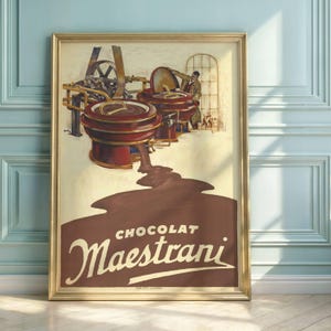 Vintage Chocolat Maestrani Poster | Early 20th Century Art | Industrial Chocolate Making | Realist Style Print