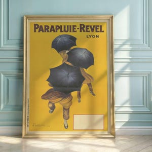 Parapluie Revel Umbrellas Poster, 1922 | Vintage French Advertising Art | Retro Umbrella Wall Print