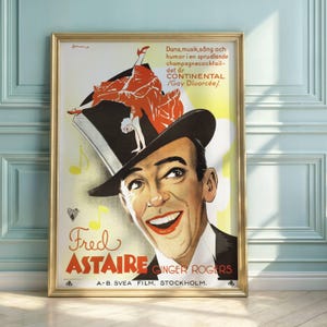Art Deco Filmplakat: Der schwule Geschiedene, Fred Astaire & Ginger Rogers