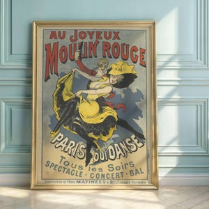 Vintage Moulin Rouge Plakat | Jugendstil | Jules Cheret Druck | Paris Cabaret Dekor & Belle Epoque Lithographie