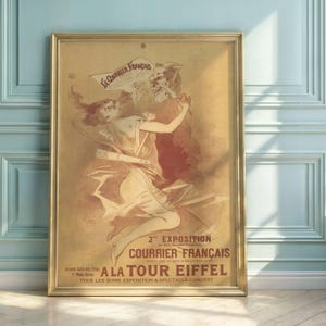 Jules Cheret Vintage Poster: Art Nouveau Eiffel Tower Print