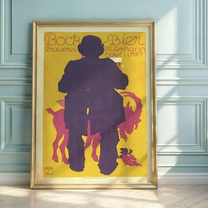 Vintage Bock Beer Art Nouveau Poster: Ludwig Hohlwein German Print