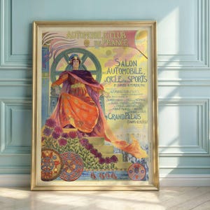Art Nouveau Automobile Club de France Poster: Grand Palais Paris Vintage Print