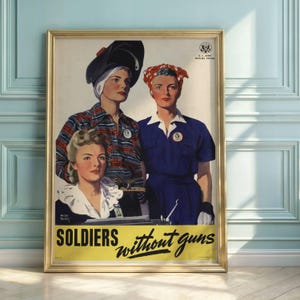 WWII Women&#39;s Home Front Poster: Vintage Patriotic Art Print