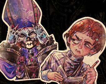 Ghost Satanized Papa V Perpetua and Priest Father Bartholomew Holographic Stickers
