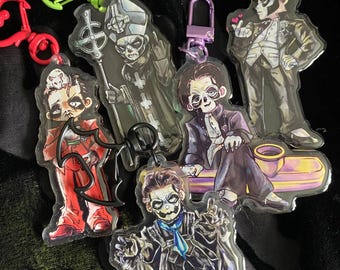 Spooky Satanic Skull Pope Band Chibi Papa Keychains