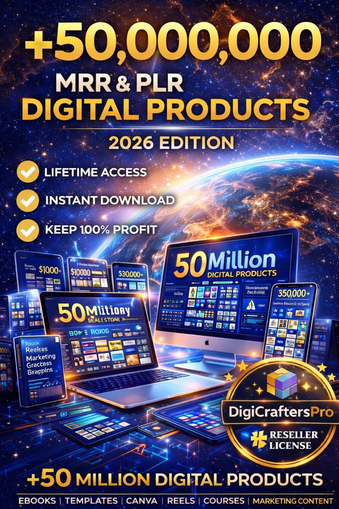 50 Million+ MRR PLR Digital Products Bundle | Canva Templates, Ebooks ...