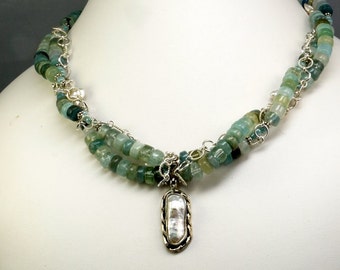 Aquamarine and Pearl Necklace