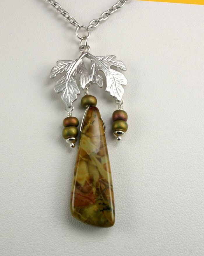 Rhodium Leaf Necklace