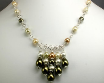 Pearl and Sterling Silver Wireworked Necklace