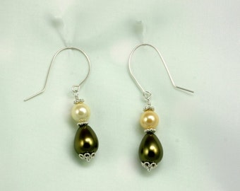 Pearl and Sterling Silver Wireworked Earrings