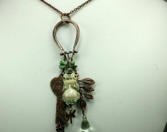 Copper Frog and Charm Necklace