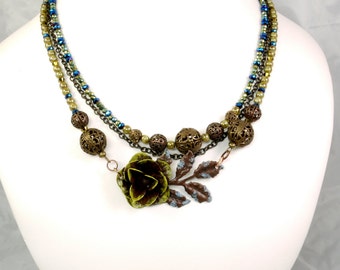 Antique Brass Flower Necklace