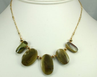 Gold Jasper Cabochon Necklace