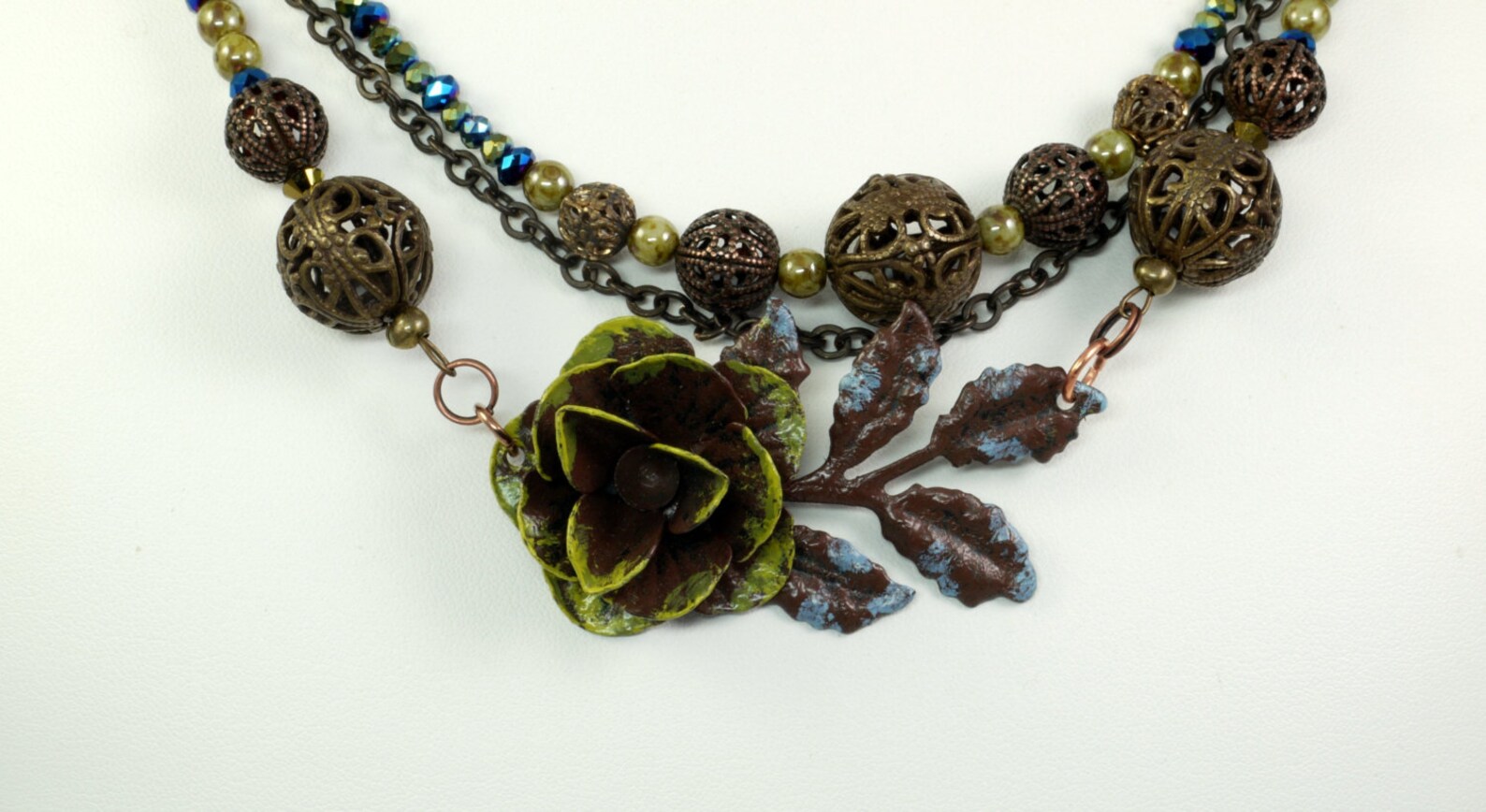 Antique Brass Flower Necklace Etsy