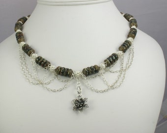 Czech Glass and Sterling Silver Necklace