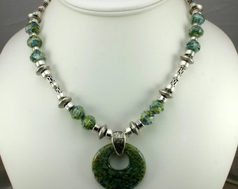 Lampwork and Sterling Silver Necklace - FREE SHIPPING