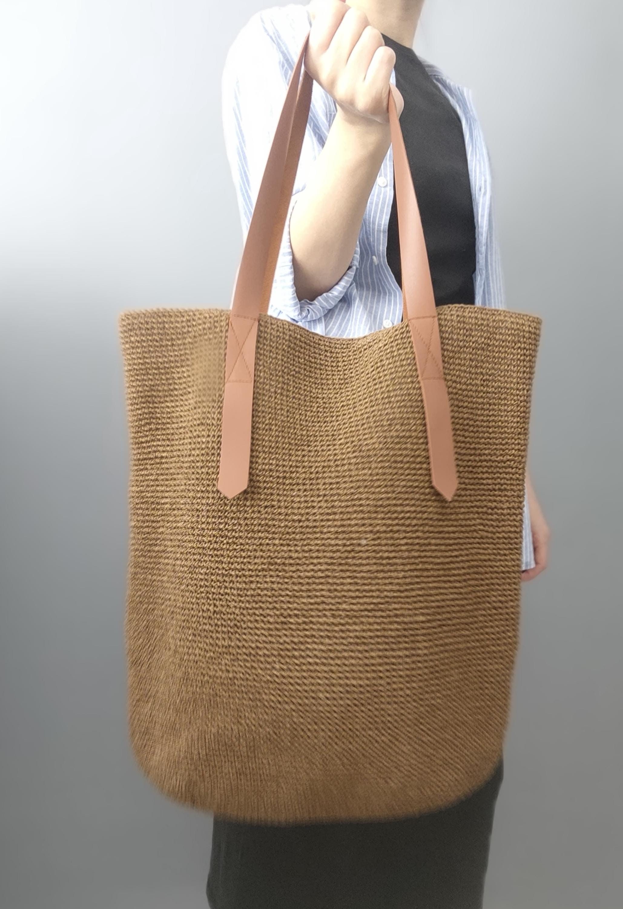 大きな紙糸ラフィアショッパートートバッグ - Etsy 日本