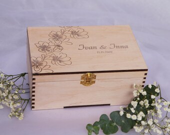 Handcrafted Personalized Wooden Keepsake Box, Anniversary Memory Box