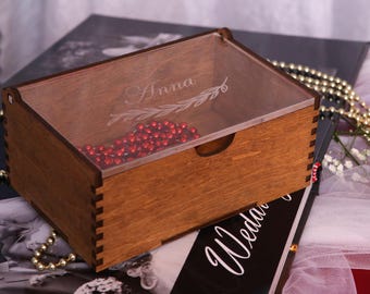 Personalized Wooden Memory Box, Engraved Keepsake, Wedding Gift